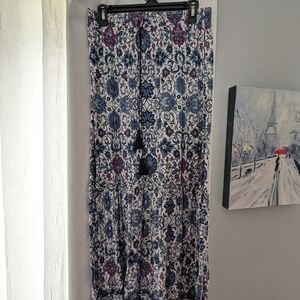 Max Studio Blue and White Tiered Maxi Skirt